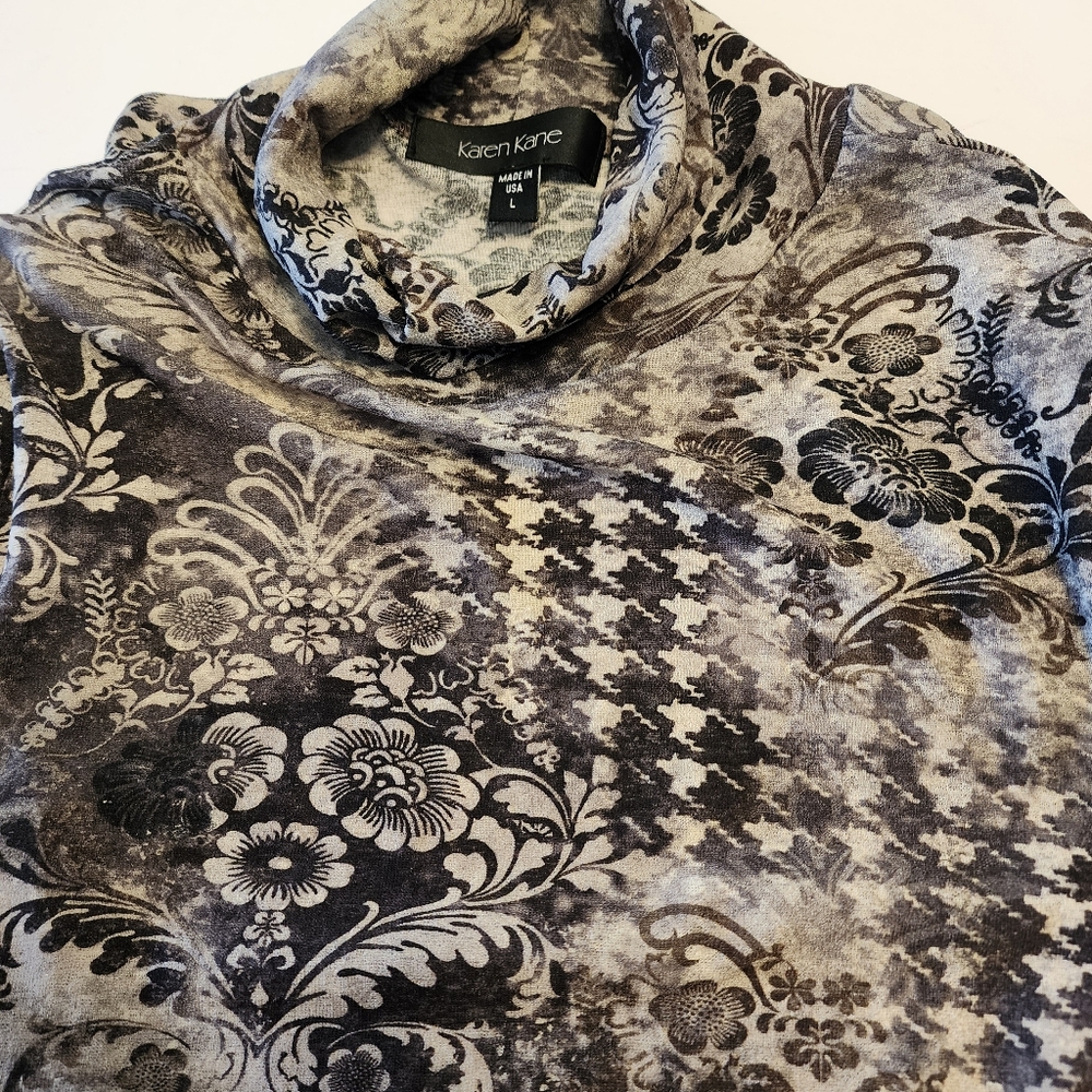 KAREN KANE KNIT TURTLENECK Gray Stretchy, Long Sleeves Lightweight